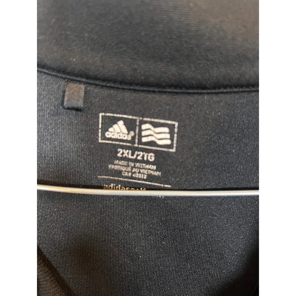 Adidas Mens Quarter Zip Pullover Performance Black Grey Accents Size 2XL